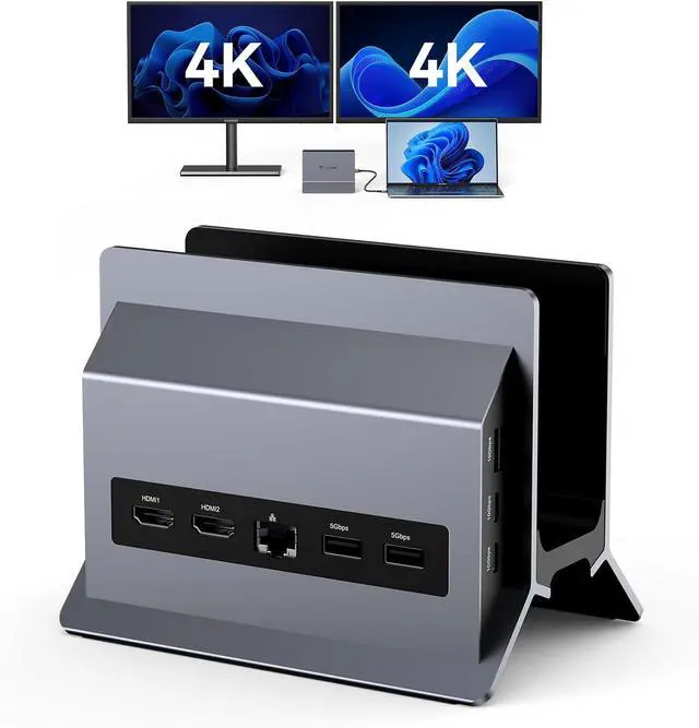 Main image of TobenONE Laptop Docking Station Dual Monitor 4K@60Hz with 2 HDMI Ports, 100W Power Supply, Dual HDMI USB C Docking Station Stand for Windows, ChromeOS, 6 USB, Ethernet