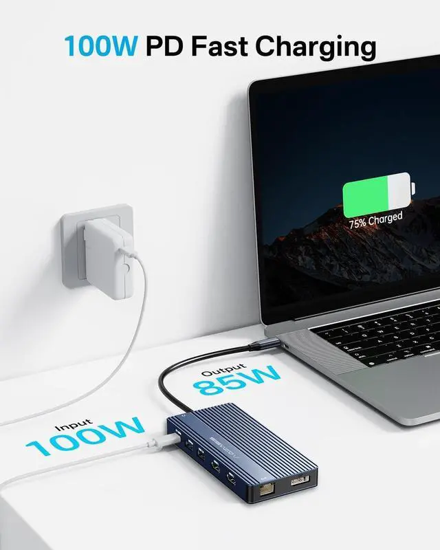 Alt view image 6 of 7 - USB C Hub 14-1 USB C Docking Station Dual Monitor, with 2 HDMI+DP(4K60Hz), Ethernet, 3 USBC 10Gbps,100W PD, SD/TF 3.0, Audio, Laptop Docking Station for MacBook///Lenovo ThinkPad/Surface (Grey)