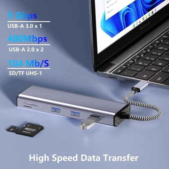Alt view image 5 of 7 - Docking Station Dual Monitor, USB C Docking Station Dual Monitor, USB C to Dual HDMI Adapter, Dual Monitor Adapter, USB C Hub 10 in 1 Docking Station 3 Monitors with HDMI/VGA/PD/USB/SD/TF/3.5mm Audio