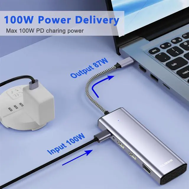 Alt view image 6 of 7 - Docking Station Dual Monitor, USB C Docking Station Dual Monitor, USB C to Dual HDMI Adapter, Dual Monitor Adapter, USB C Hub 10 in 1 Docking Station 3 Monitors with HDMI/VGA/PD/USB/SD/TF/3.5mm Audio