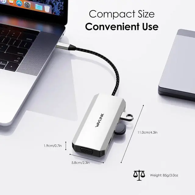 Alt view image 7 of 7 - USB-C Dual HDMI Adapter 4K@60Hz, 7-in-1 Laptop Docking Station with 2xHDMI, 1xDisplayPort, VGA, USB-C HDMI Splitter for 4 Displays, 3xUSB 2.0, Multiple Monitor Hub for MacBook//HP/Lenovo