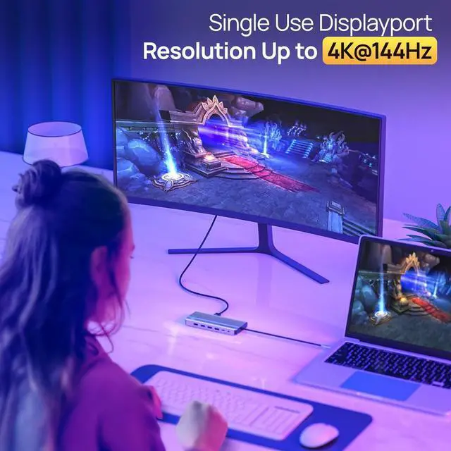 Alt view image 7 of 7 - USB C Laptop Docking Station Dual Monitor 14 in 1 Triple Display USB C Hub Multiport Adapter for MacBook/Dell/HP/Lenovo with Dual HDMI 4K, DP 4K, PD Charger, RJ45, 6 USB Ports, SD/TF, Mic/Audio