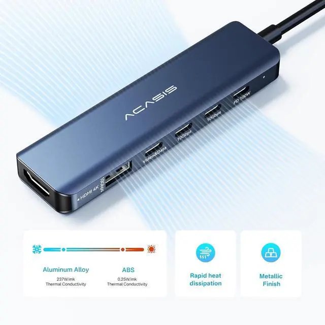 Alt view image 7 of 7 - ACASIS USB C Docking Station Dual Monitor 4K@60Hz, USB C Hub 10Gbps with 1xHDMI, 1xUSB C Video Output for Portable Monitor, 3xUSB C 10Gbps,100W PD, Multiport Adapter Splitter for Dell/HP/Mac Pro