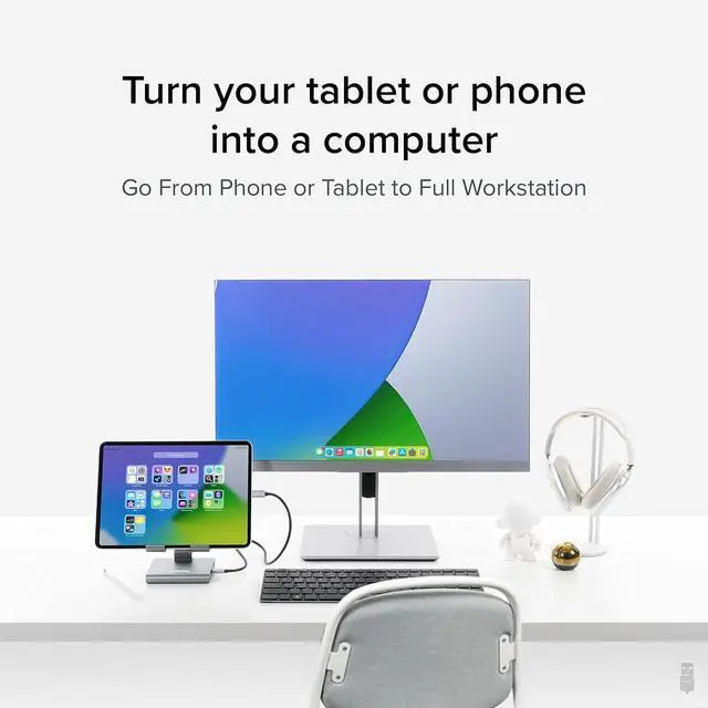 Alt view image 2 of 7 - Plugable 8-in-1 USB C Hub for iPad with Stand, 100W Pass-Through Charging, USB C Docking Station for iPad, 1x HDMI, 2X USB, Audio, SD, Driverless, Compatible with Windows, iPadOS, Phones, Tablets