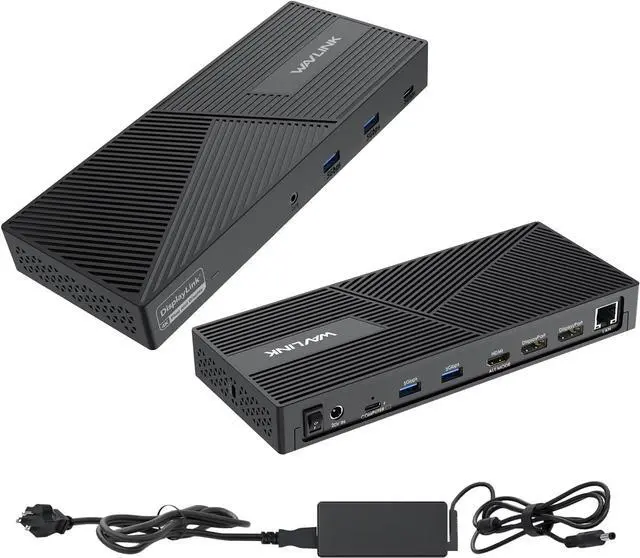 Main image of USB C Docking Station 3 Monitors with 130W Power Delivery, 12-in-1 DisplayLink Dock with Triple Monitors (2*DP, HDMI, 4*Type-A, Type-C, RJ45, Mic/Audio) for Mac Windows