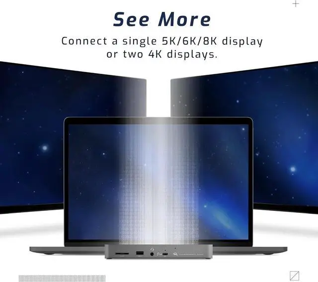 Alt view image 5 of 7 - OWC 11-Port Thunderbolt Dock, 96W Charging, Single 8K Display or Dual 5K displays, 3 x Thunderbolt, 4 x USB, GbE, SD, Compatbile M1/M2 Macs, Thunderbolt 3 Macs, Thunderbolt 4 PCs, and USB-C Devices