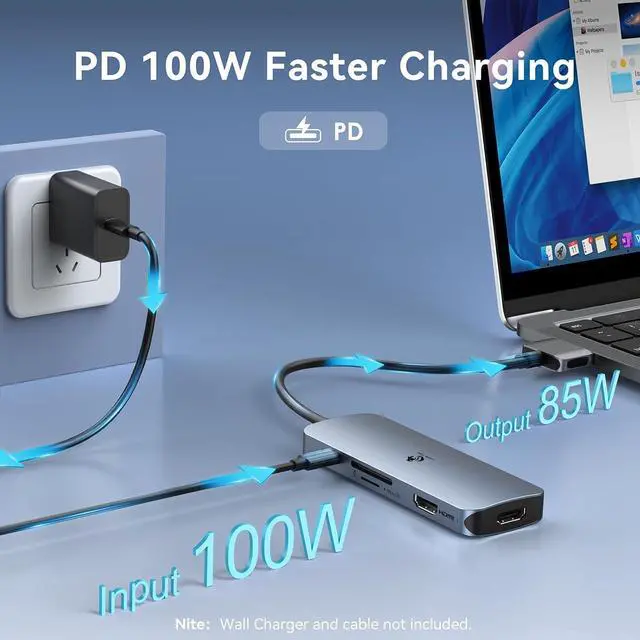 Alt view image 5 of 7 - Docking Station for MacBook Pro Air, LIONWEI USB C Docking Station Dual Monitor, Dual HDMI Adapter Hub for Mac MacBook Pro with 2 HDMI, 3 USB 3.0, SD TF Card Reader and 100W PD USB C Charging Port