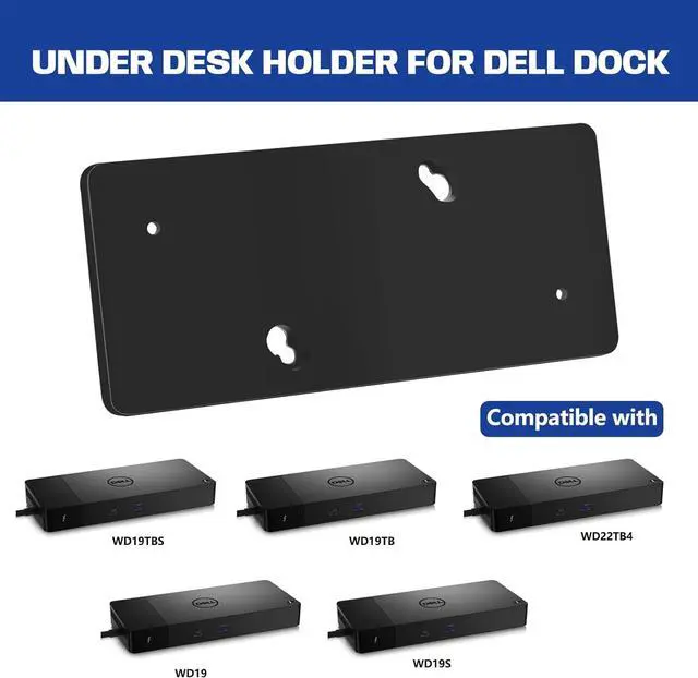 Alt view image 3 of 7 - Under Desk Mount for Dell WD19 / WD19S / WD19TBS / WD19TB / WD22TB4 Dock + Power Bricks (for 180W and 130W), Docking Station & Power Bricks Holder