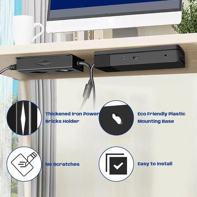 Alt view image 5 of 7 - Under Desk Mount for Dell WD19 / WD19S / WD19TBS / WD19TB / WD22TB4 Dock + Power Bricks (for 180W and 130W), Docking Station & Power Bricks Holder