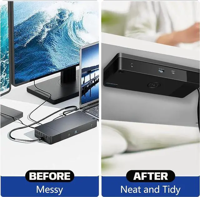 Alt view image 4 of 7 - Under Desk Mount for Dell WD19 / WD19S / WD19TBS / WD19TB / WD22TB4 Dock + Power Bricks (for 180W and 130W), Docking Station & Power Bricks Holder