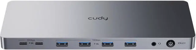 Main image of Cudy USB 3.2 Gen 2 Dual 4K 60Hz Display Docking Station, Up to 2 Monitor Display, 10Gbps USB C, 2 HDMI & Display Ports, 1000Mbps RJ45 Port, 100 Watts PD, 150 Watts PSU, DisplayLink, CS700