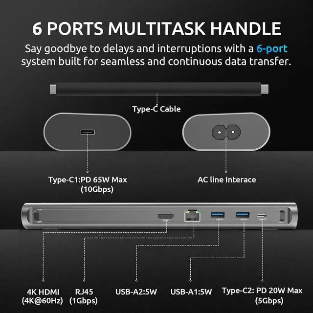 Alt view image 4 of 7 - COSANO 100W MacBook Pro Docking Station - Aluminum Mac Mini Stand & USB-C Hub with 4K HDMI - Universal Dock for Apple Devices with 100W Built-in Power + Double-Ended USB-C Cable + AC Power Cable