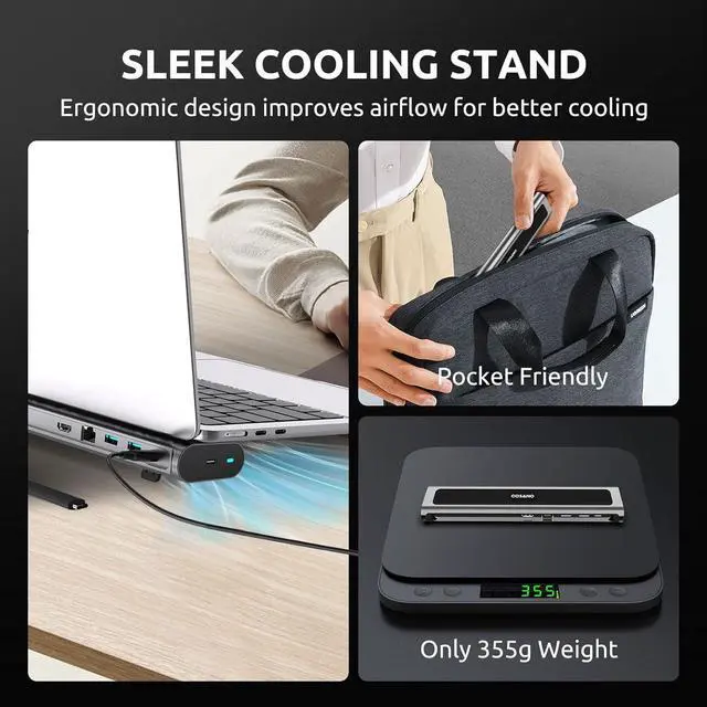 Alt view image 7 of 7 - COSANO 100W MacBook Pro Docking Station - Aluminum Mac Mini Stand & USB-C Hub with 4K HDMI - Universal Dock for Apple Devices with 100W Built-in Power + Double-Ended USB-C Cable + AC Power Cable
