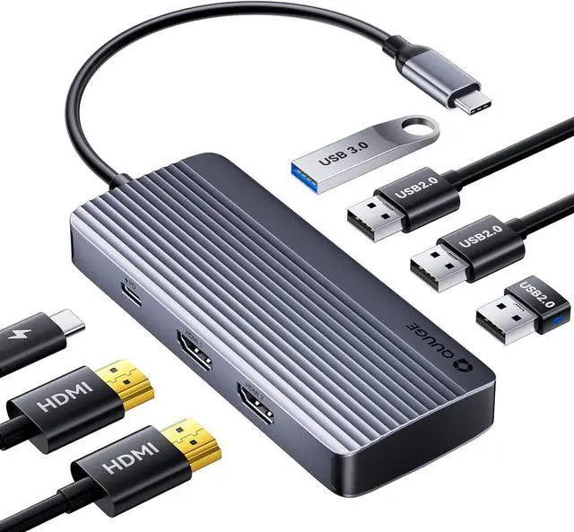 Main image of QUUGE Docking Station Dual Monitor 2 HDMI, 7 in 1 USB C Hub with Dual HDMI 4K, PD Charging, 5Gbps USB 3.0, 3 USB2.0, USB C Docking Station for MacBook Pro/ XPS/HP/Lenovo/Surface/Yoga etc
