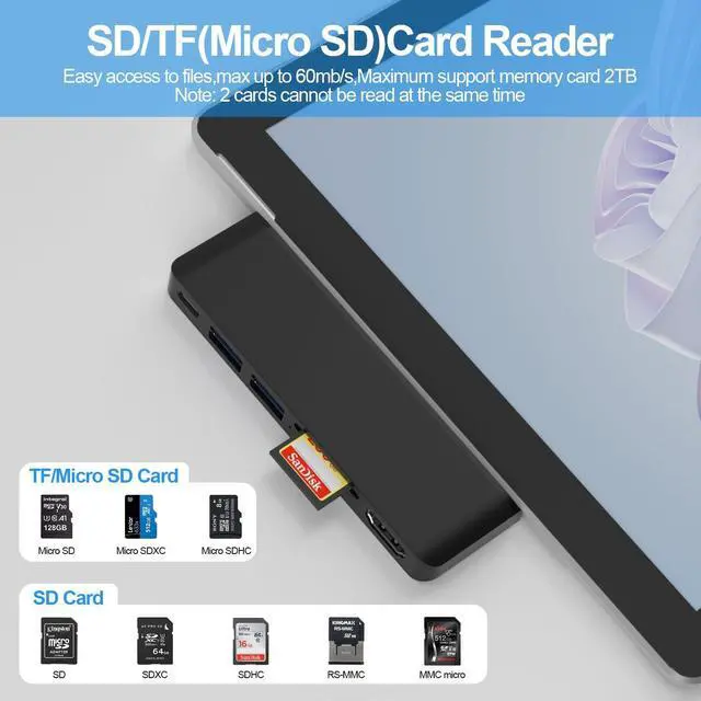 Alt view image 7 of 7 - Surface Pro 9/10/11/X Accessories, Surface Pro 9 Docking Station with 4K HDMI, USB-C Thunerbolt 4 (Display+Data+PD Charging), 2 USB 3.0, SD/TF Card Reader for Surface Pro 9/Pro10/Pro11/ProX