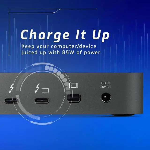 Alt view image 3 of 4 - OWC 14-Port Thunderbolt Dock, 85W charging, (2) Thunderbolt 40 Gb/s (USB-C), (5) USB 3.2 Type-A, USB 3.2 (10Gb/s) Type-C, Mini DisplayPort, GbE, Audio, Single 5K or Dual 4K Displays, cable, For Mac/PC