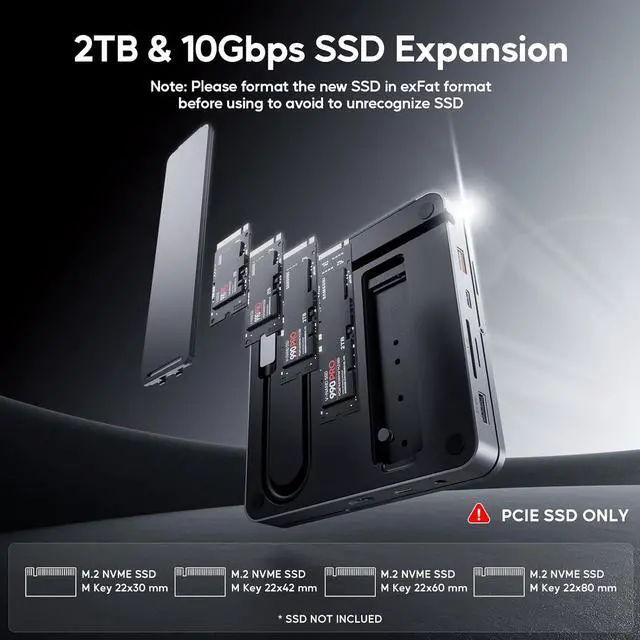 Alt view image 5 of 7 - iPad Docking Station, 4K@60Hz HDMI, 100W PD Aluminum Hub with SSD Enclosure, Stand Dock for iPad Pro/iPad Mini 6th Gen, No Lightning Port