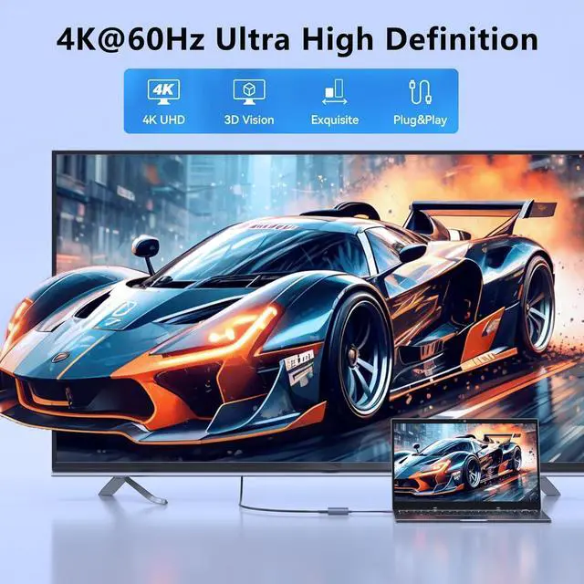 Alt view image 3 of 7 - Dual HDMI Adapter for 2 Monitors, Dual 4K@60Hz HDMI Splitter for Dual Monitors, Dual Monitor Adapter, HDMI Splitter Extended Display, USB C Laptop Docking Station Dual Monitor for Dell/Mac/HP/Lenovo