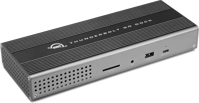 Main image of OWC Thunderbolt Go Dock, 11 Ports, Built in Power Supply, 90W Charging, Thunderbolt 4 (USB-C), USB, HDMI, 2.5GbE, SD, Compatible with Thunderbolt and USB-C Devices, Supports Thunderbolt Share