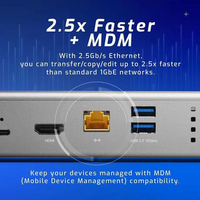 Alt view image 3 of 7 - OWC Thunderbolt Go Dock, 11 Ports, Built in Power Supply, 90W Charging, Thunderbolt 4 (USB-C), USB, HDMI, 2.5GbE, SD, Compatible with Thunderbolt and USB-C Devices, Supports Thunderbolt Share