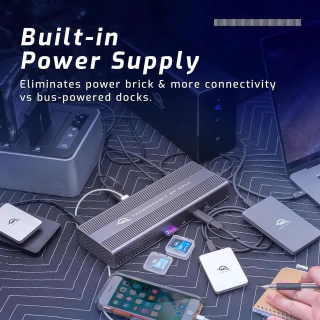 Alt view image 6 of 7 - OWC Thunderbolt Go Dock, 11 Ports, Built in Power Supply, 90W Charging, Thunderbolt 4 (USB-C), USB, HDMI, 2.5GbE, SD, Compatible with Thunderbolt and USB-C Devices, Supports Thunderbolt Share