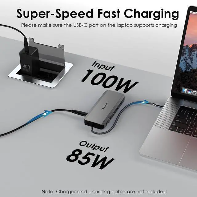 Alt view image 5 of 7 - WAVLINK USB C Docking Station Dual Monitor, USB-C Hub Laptop Triple Display with 2 HDMI,DisplayPort, 100W PD Charging, Ethernet, 5 USB, SD/TF Read, Audio for MacBook  HP Lenovo Surface, Grey