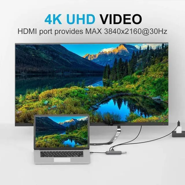 Alt view image 5 of 6 - QGeeM USB C Hub 5 in 1 Multi-Port Digital AV Adapter 4K HDMI, 100W Power Delivery, 3 USB-A Data Ports, USB C Dongle for MacBook Pro/Air, iPad Pro, iMac, iPhone 15 Pro/Pro Max, XPS, Thinkpad -Black