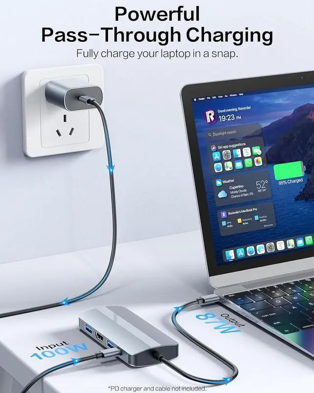 Alt view image 3 of 7 - USB C Laptop Docking Station, 7 in 1 USB C Dock with 1000Mbps, 2 USB Port, HDMI 4K, 100W PD, SD/TF Card Reader for MacBook/Dell/HP/Surface/Lenovo etc