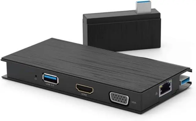 Main image of VisionTek VT100 Portable USB-A Dual Monitor Hub - 1x HDMI, 1x VGA, 2x USB Ports, micro/SD Reader, Ethernet for Windows