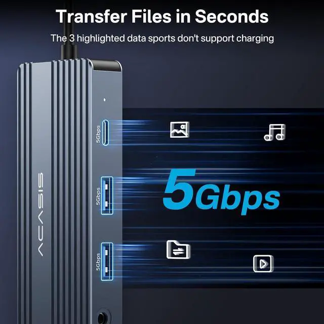 Alt view image 7 of 7 - ACASIS USB C Docking Station Dual Monitors,Laptop Docking Station with Dual HDMI 4K@60HZ,1*VGA 1080P@60HZ,2 * 5G USB A,1 * 5G USB C,3.5MM Audio,PD100W;8 in 1 USB C Dock for MacBook M4/M3/M2/M1/Windows