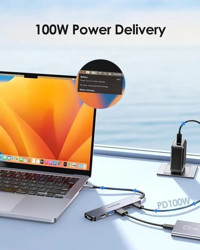 Alt view image 5 of 7 - LENTION USB C Hub, Dual HDMI 4K@60Hz for MacBook, 7-in-1 USB C Docking Station, PD 100W, 5Gbps Data Transfer, SD Card Reader, Dual Monitor Adapter for M1/M2/M3/M4 macOS Systems, Windows (CE45)