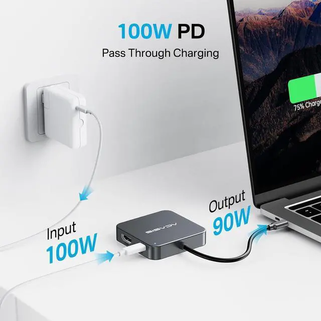 Alt view image 4 of 6 - USB C Hub 10Gbps, Multiport Adapter with 4K60 HDMI, 100 W Power Delivery, 3 USB A 3.1+1 USB-C 3.1 Data Port, USB C to HDMI Adapter for MacBook, Dell, Lenovo, Surface, iPad PRO, XPS(Grey)