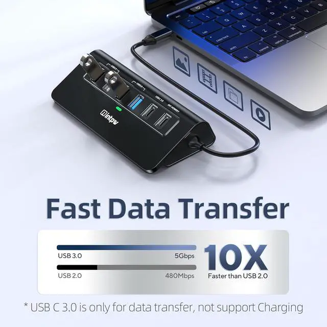 Alt view image 5 of 7 - USB C Hub INTPW 9-in-1 USB C to HDMI Adapter with 4K HDMI PD 100W USB-C and 2 USB A 3.0 5Gbps 2 USB A 2.0 SD/TF Slots for MacBook Pro/Air iPad Pro iPhone 15/16 Series and Other Type C Devices