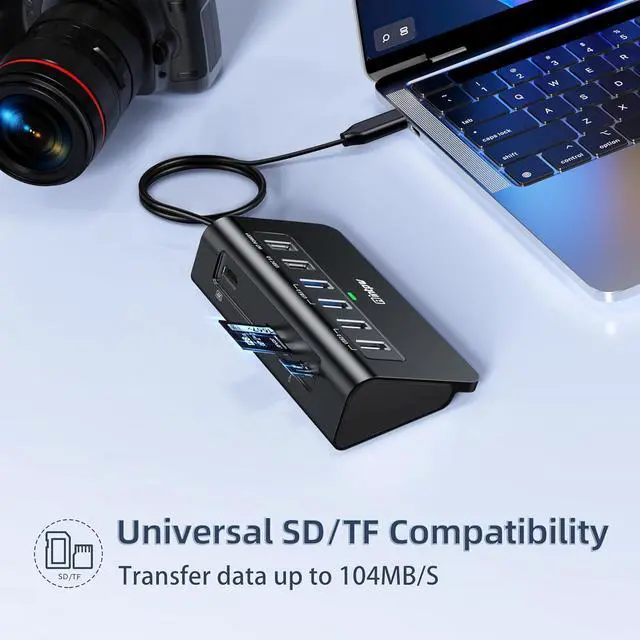 Alt view image 7 of 7 - USB C Hub INTPW 9-in-1 USB C to HDMI Adapter with 4K HDMI PD 100W USB-C and 2 USB A 3.0 5Gbps 2 USB A 2.0 SD/TF Slots for MacBook Pro/Air iPad Pro iPhone 15/16 Series and Other Type C Devices