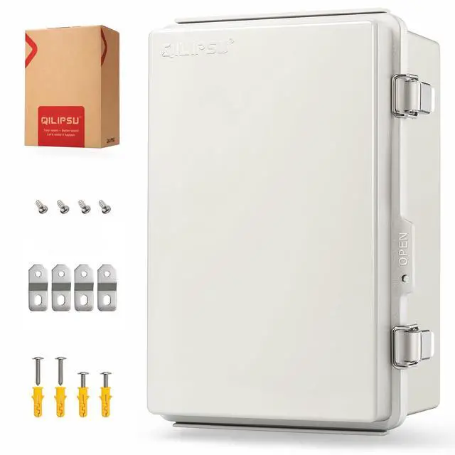 Main image of QILIPSU UL94-V0 Outdoor Electrical Box 11.4"x7.5"x5.5" Pro Waterproof Junction Box Weatherproof PC/ABS Alloy Plastic IP67 Project Electric Enclosure Grey Hinged Door