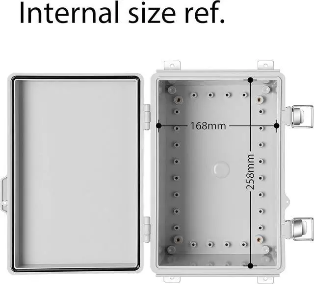 Alt view image 4 of 6 - Junction Box, IP67 Waterproof Plastic Enclosure for Electrical Project, Hinged Grey Cover, Includes Mounting Plate and Wall Bracket 290×190×140mm (11.4"×7.5"×5.5")