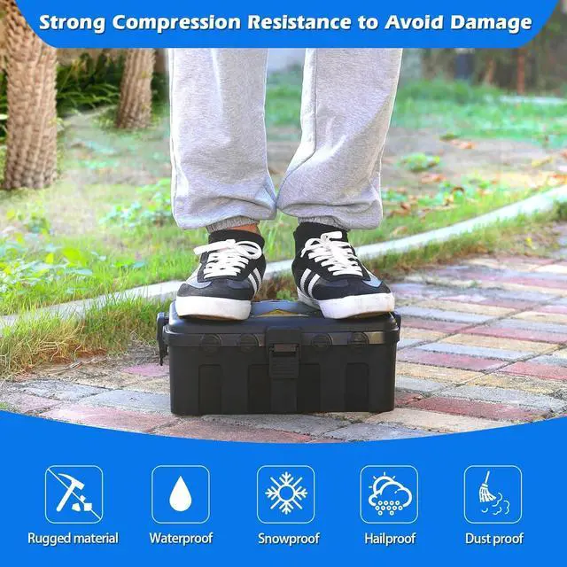Alt view image 6 of 7 - Hrensaw Large Outdoor Electrical Box Waterproof(12.5x8.5x5inch),IP54 Waterproof Outdoor Outlet Covers,Weatherproof Extension Cord Covers Protect Outlet,Plug,Timer,Power Strip,Holiday Light,Black