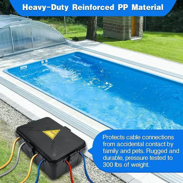 Alt view image 4 of 7 - Hrensaw Large Outdoor Electrical Box Waterproof(12.5x8.5x5inch),IP54 Waterproof Outdoor Outlet Covers,Weatherproof Extension Cord Covers Protect Outlet,Plug,Timer,Power Strip,Holiday Light,Black