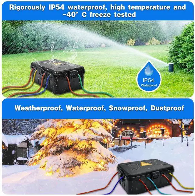 Alt view image 5 of 7 - Hrensaw Large Outdoor Electrical Box Waterproof(12.5x8.5x5inch),IP54 Waterproof Outdoor Outlet Covers,Weatherproof Extension Cord Covers Protect Outlet,Plug,Timer,Power Strip,Holiday Light,Black