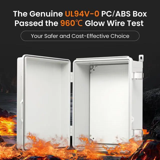 Alt view image 2 of 7 - QILIPSU UL94-V0 Outdoor Electrical Box 16.4"x12.4"x7.1" Waterproof Junction Box Weatherproof PC/ABS Alloy Plastic IP66 Project Electric Enclosure Grey Hinged Door