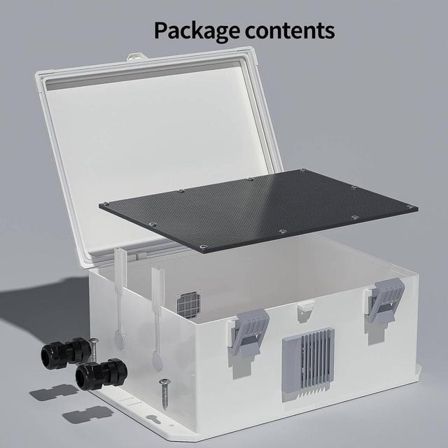 Alt view image 4 of 7 - Outdoor Electrical Junction Box, ABS Water Resistant Enclosure with Internal Mounting Panel & Hinged Cover (13" H* 9.2" L* 5.6" W)