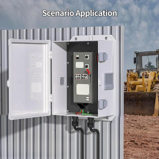 Alt view image 5 of 7 - Outdoor Electrical Junction Box, ABS Water Resistant Enclosure with Internal Mounting Panel & Hinged Cover (13" H* 9.2" L* 5.6" W)