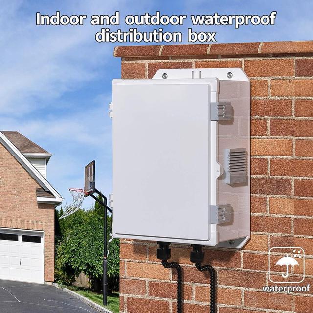 Alt view image 7 of 7 - Outdoor Electrical Junction Box, ABS Water Resistant Enclosure with Internal Mounting Panel & Hinged Cover (13" H* 9.2" L* 5.6" W)
