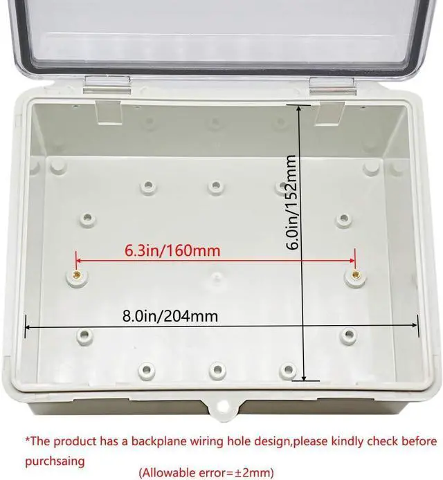 Alt view image 5 of 7 - Zulkit Junction Box ABS Plastic Dustproof Waterproof IP65 Electrical Boxes Hinged Shell Outdoor Universal Project Enclosure Clear Cover with 2 Cable Glands 8.7 x 6.7 x 4.3 inch (220x170x110 mm)