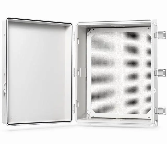 Main image of QILIPSU Waterproof Junction Box IP67 Outdoor Plastic Electrical Project Enclosure Weatherproof with Mounting Plate, Wall Brackets, Hinged Grey Cover 20"x16.1"x7.9"