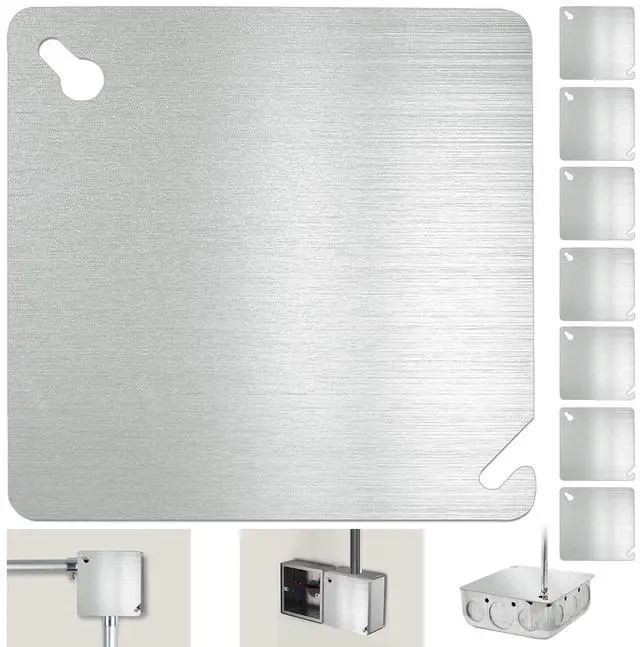 Main image of 8PCS Metal Electrical Box Cover Plate, 4 Inch Junction Box Covers, 4" Square Flat Blank Electric Box Cover, 4x4 Square Blank Cover for Electrical Box, Galvanized Steel Metal Junction Box Cover