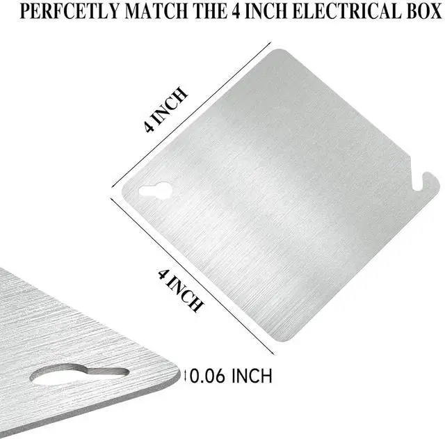 Alt view image 2 of 7 - 8PCS Metal Electrical Box Cover Plate, 4 Inch Junction Box Covers, 4" Square Flat Blank Electric Box Cover, 4x4 Square Blank Cover for Electrical Box, Galvanized Steel Metal Junction Box Cover