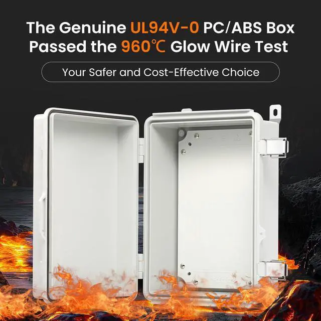Alt view image 2 of 7 - QILIPSU UL94-V0 Outdoor Electrical Box 13.8"x9.9"x5.9" Waterproof Junction Box Weatherproof PC/ABS Alloy Plastic IP66 Project Electric Enclosure Grey Hinged Door