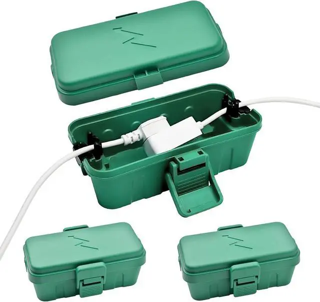 Main image of Hrensaw 3PCS Small Weatherproof Electrical Connection Box(Inner 5.5x3x2.2inch),Outdoor Electrical Box,Waterproof Extension Cord Covers for Plug, Extension Cables, Holiday Lights,Green