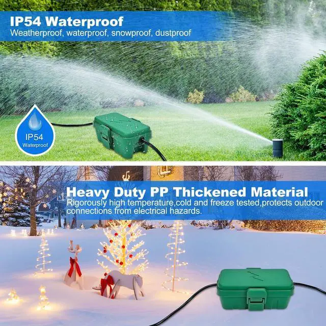Alt view image 4 of 7 - Hrensaw 3PCS Small Weatherproof Electrical Connection Box(Inner 5.5x3x2.2inch),Outdoor Electrical Box,Waterproof Extension Cord Covers for Plug, Extension Cables, Holiday Lights,Green
